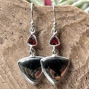 Rare Apache Gold Healers Gold & Garnet Sterling Silver  Earrings